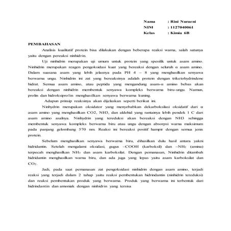 Laporan  uji ninhidrin