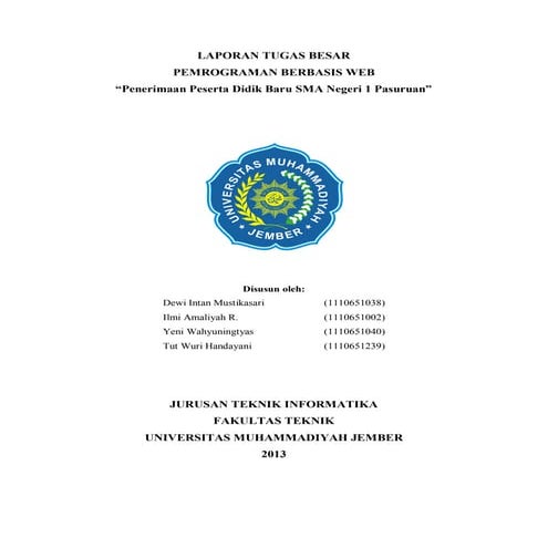 Laporan Project Pemrograman Berbasis Web | PDF