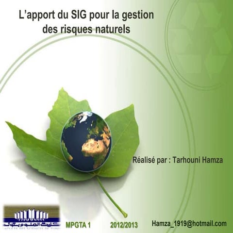 L’apport du sig pour la gestion des risques naturels