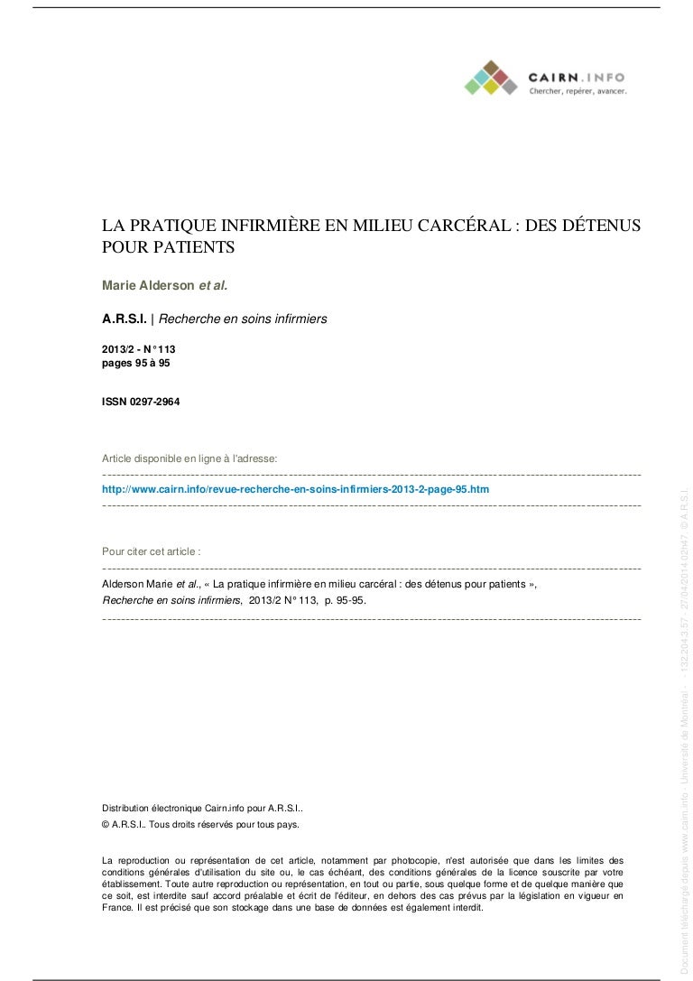 La pratique infirmière en milieu carcéral