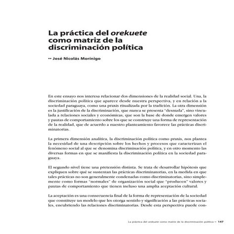 La práctica del orekuete como matriz de la discriminación política