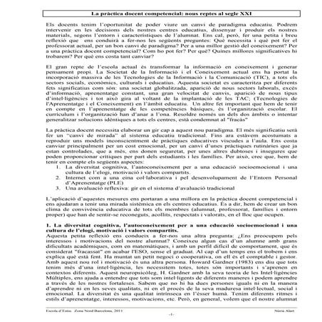 La pràctica docent competencial