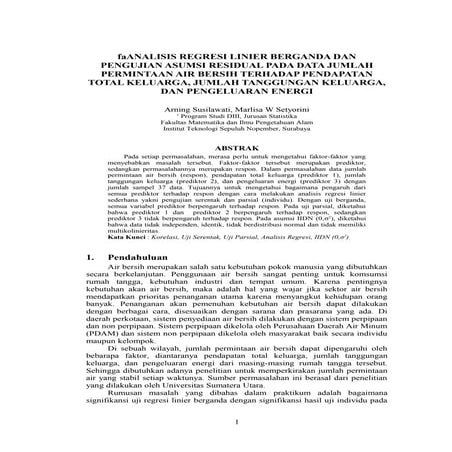 ANALISIS REGRESI LINIER BERGANDA DAN PENGUJIAN ASUMSI RESIDUAL