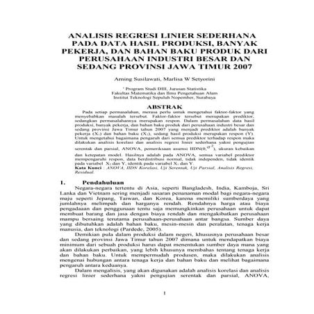 Analisis Regresi Linier Sederhana