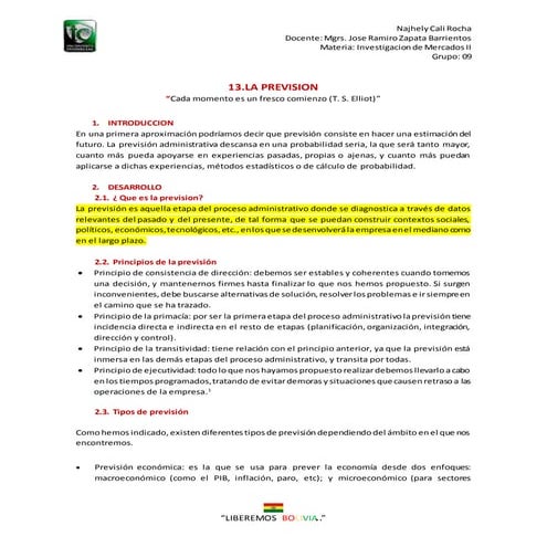 La prevision | DOCX