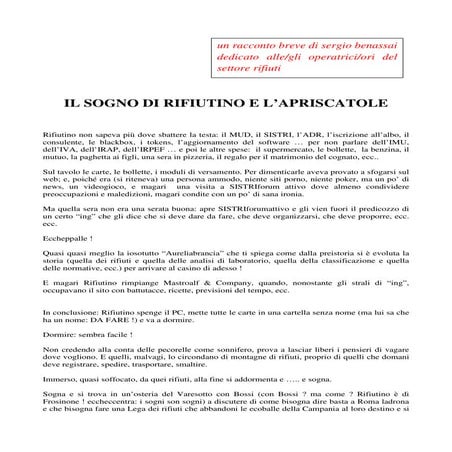 Il sogno di Rifiutino e l'apriscatole