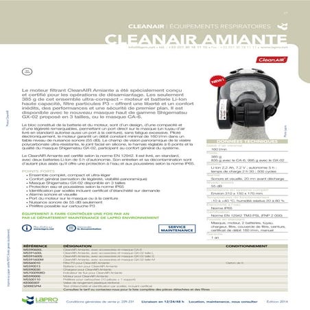 LAPRO Moteur filtrant CleanAIR Amiante