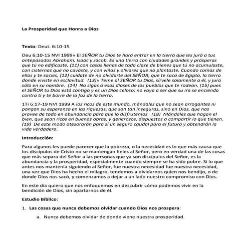 La prosperidad que honra a Dios | PDF