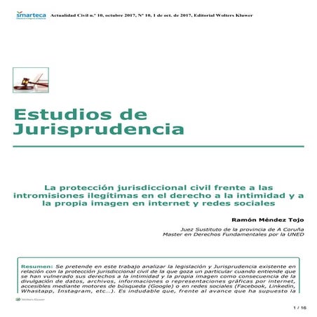 La proteccion jurisdiccional civil frente a las intromisiones ilegitimas en e...
