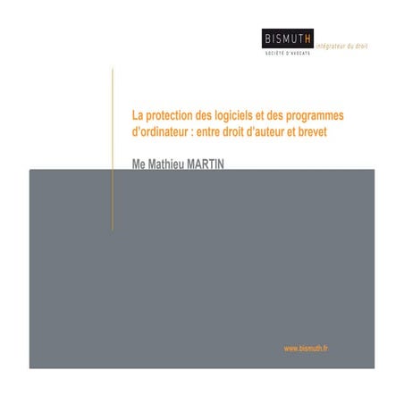 La protection des logiciels et des programmes (1)