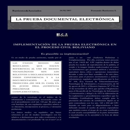 La Prueba Documental Electrónica en el Proceso Civil (Ley 439)