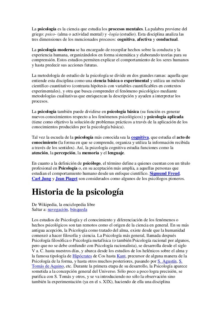 La Psicologia Es La Ciencia Que Estudia Los Procesos Mentales