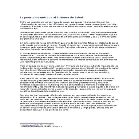 La puerta de entrada al sistema de salud