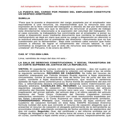 La puesta del carg uye un despido arbitrario