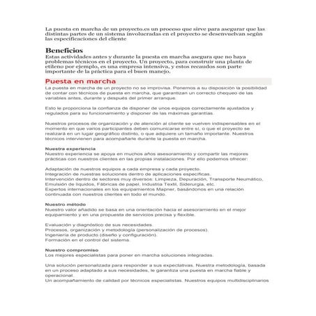 La puesta en marcha de un proyecto | DOCX