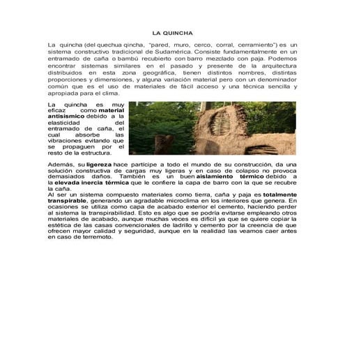 La quincha | DOCX
