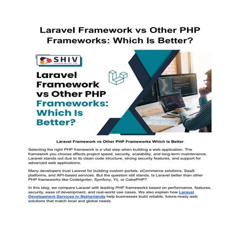 Laravel vs Other PHP Frameworks: Choosing the Best