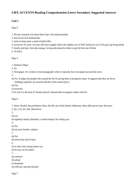 Life Accents Reading Comprehension 