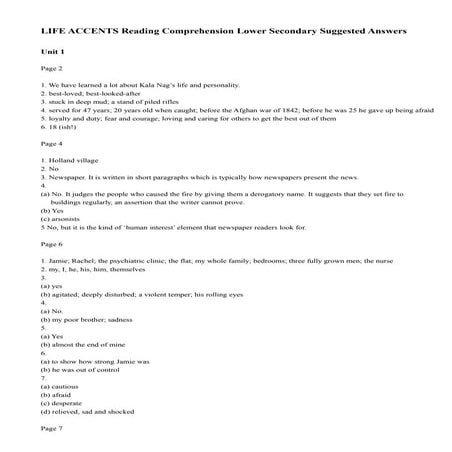 Life Accents Reading Comprehension
