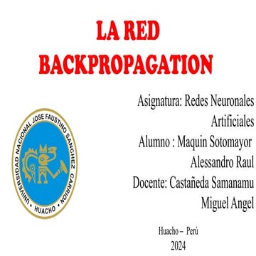 LA RED backpropagation que nos enseña como funciona una red