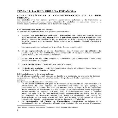 La red urbana española.