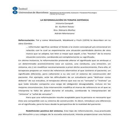 La reformulación en terapia sistémica 