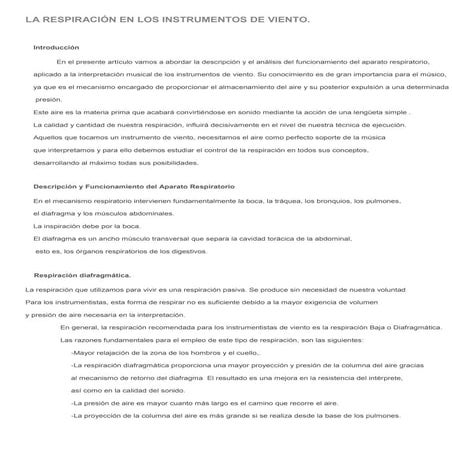 La respiración en los instrumentos de viento