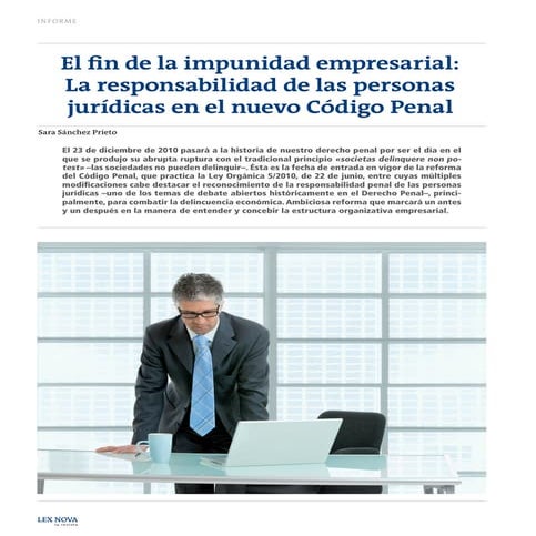 La responsabilidad de las personas jurídicas en el nuevo Código Penal | PDF