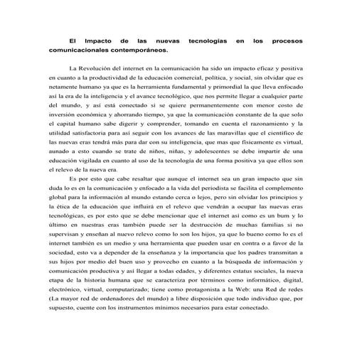 impacto de las tecnologías en la comunicacion 
