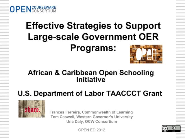 Effective Strategies for Large Government OER Projects