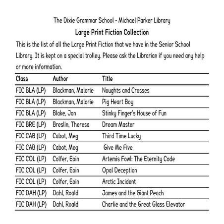 Large Print Fiction Collection