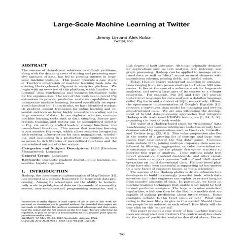 Large-Scale Machine Learning at Twitter | PDF