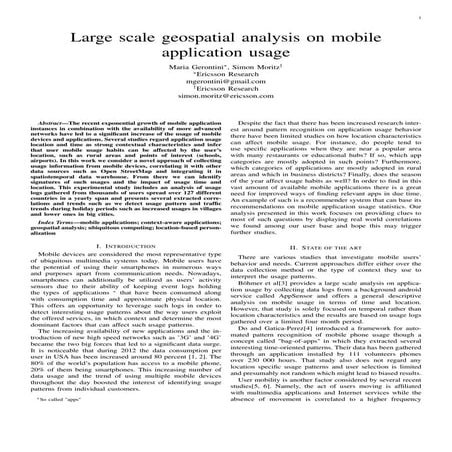 Large scale geospatial analysis on mobile application usage