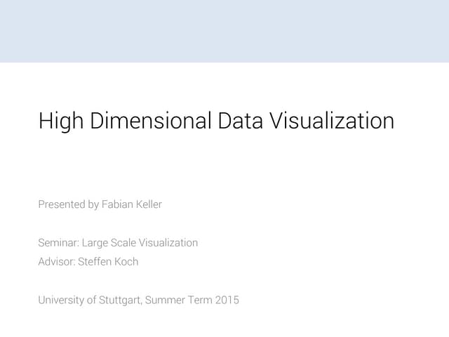 High Dimensional Data Visualization