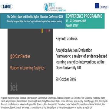 Keynote address  Analytics4Action Evaluation Framework: a review of evidence-...