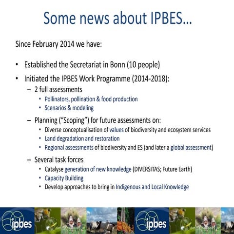 Anne Larigauderie: some news about IPBES