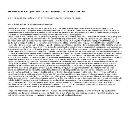 La rigueur du qualitatif jean pierre olivier de sardan | DOCX