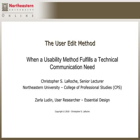 The User Edit Method - When a Usability Method Fulfills a Technical Communica...