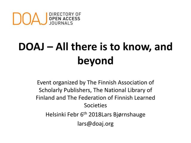 DOAJ- All there is to know and beyond