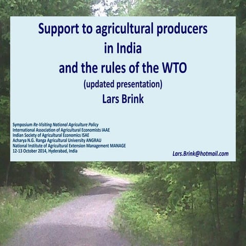Support to agricultural producers in India and the rules of the WTO (updated)