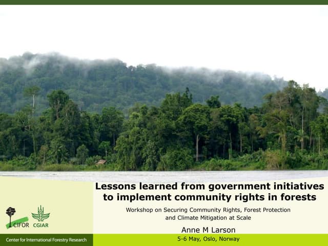 Lessons learned from government initiatives to implement community rights in forests