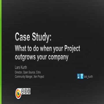 OSCON 2013: "Case Study: What to do when your project outgrows your company"
