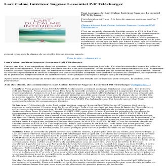 Lart calme interieur sagesse lessentiel pdf telecharger