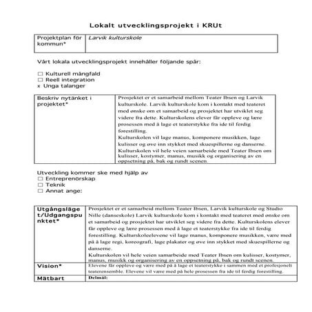 Larvik samarbeidsprosjekt med teater ibsen