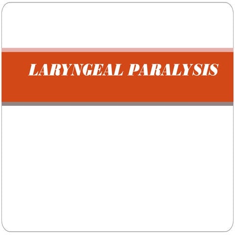 Laryngeal Paralysis -Diseases of the larynx