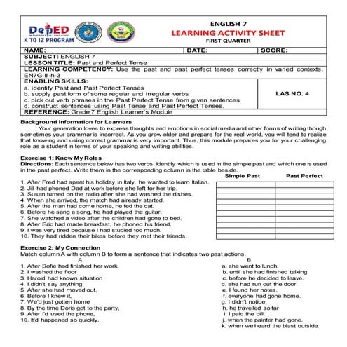 English 7 Learning Activity Sheet Quarter 1 Week 4