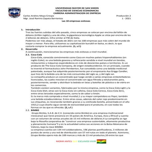 Las 10 empresas exitosas