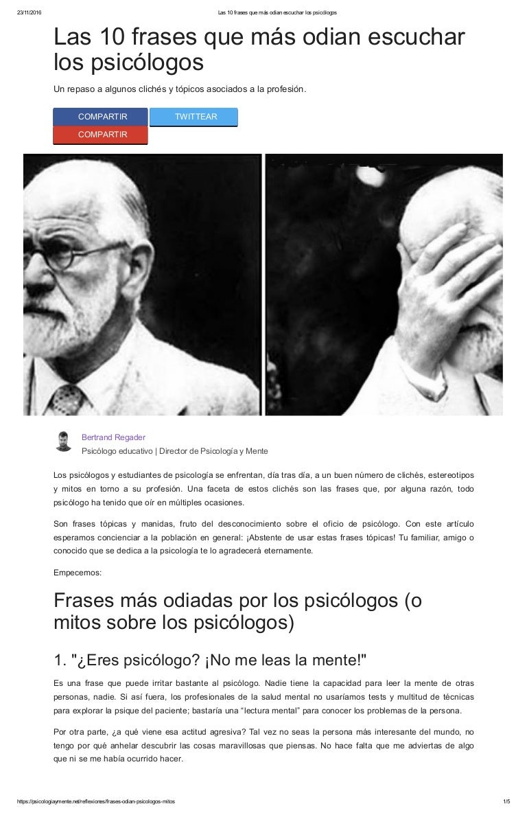 Las 10 Frases Que Mas Odian Escuchar Los Psicologos