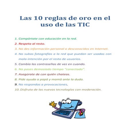 Las 10 reglas de oro en el uso de las tic