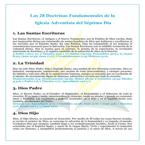 Las 28 doctrinas fundamentales de la iglesia adventista del séptimo día ...